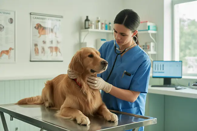 Examen vétérinaire d'un chien